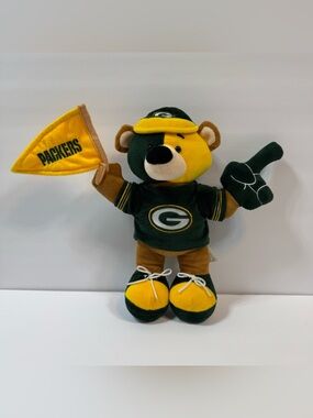 FOCO Green Bay Packers 12” Plush Bear Team Logo Football
